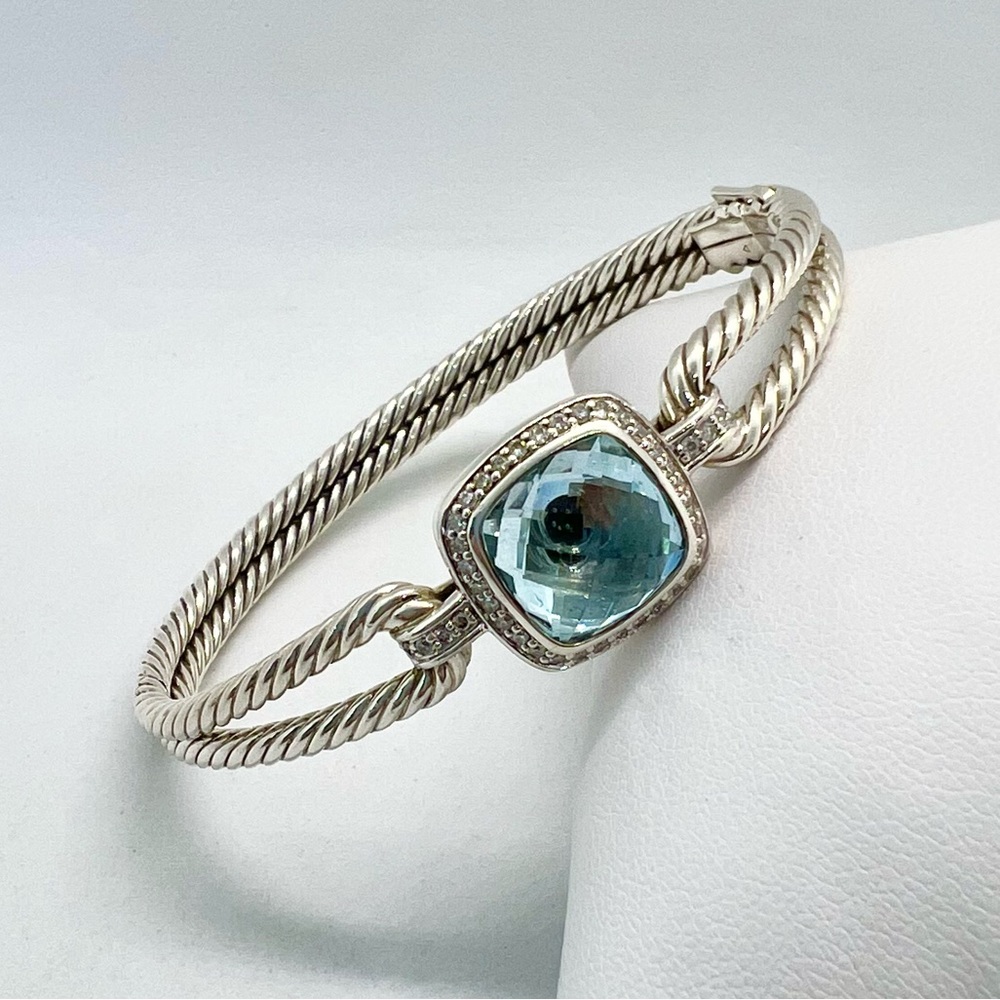 David Yurman Albion Bracelet with Blue Topaz and Diamonds